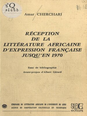 cover image of Réception de la littérature africaine d'expression française jusqu'en 1970